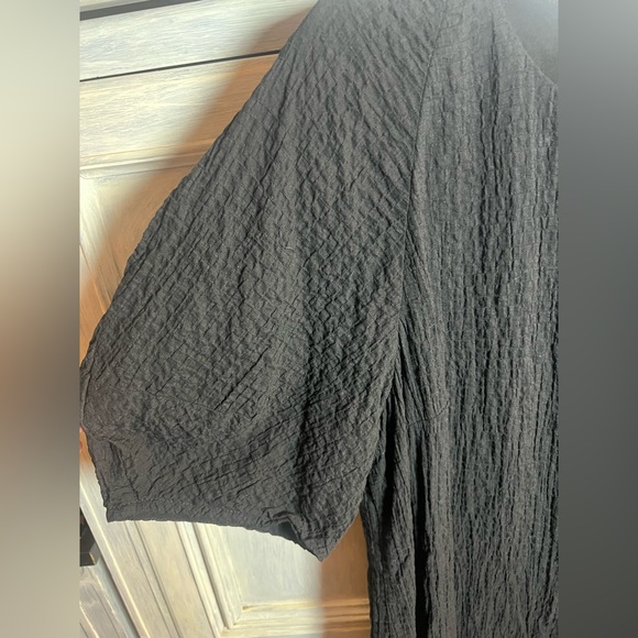 Antonio Melani Black Textured‎ Gauzy Puff Sleeve Lidia Dress Midi Minimalist - Picture 5 of 9